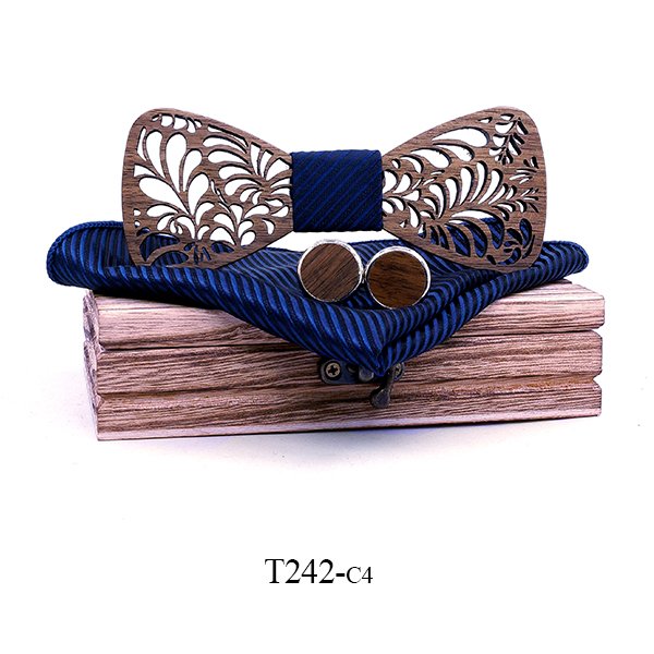 T242 T242  Floral Vine Cutout Bow Tie Set, Walnut — colour C4