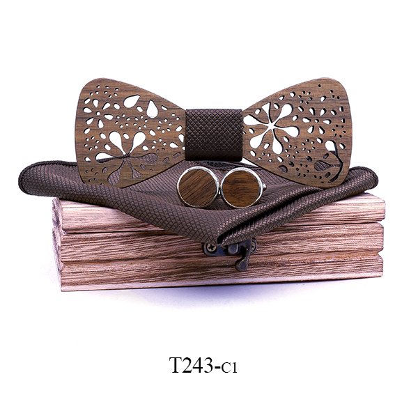 T243 T243  Floral Lace Cutout Bow Tie Set, Maple — colour C1