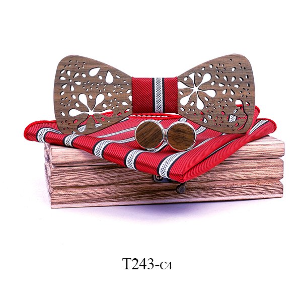T243 T243  Floral Lace Cutout Bow Tie Set, Maple — colour C4