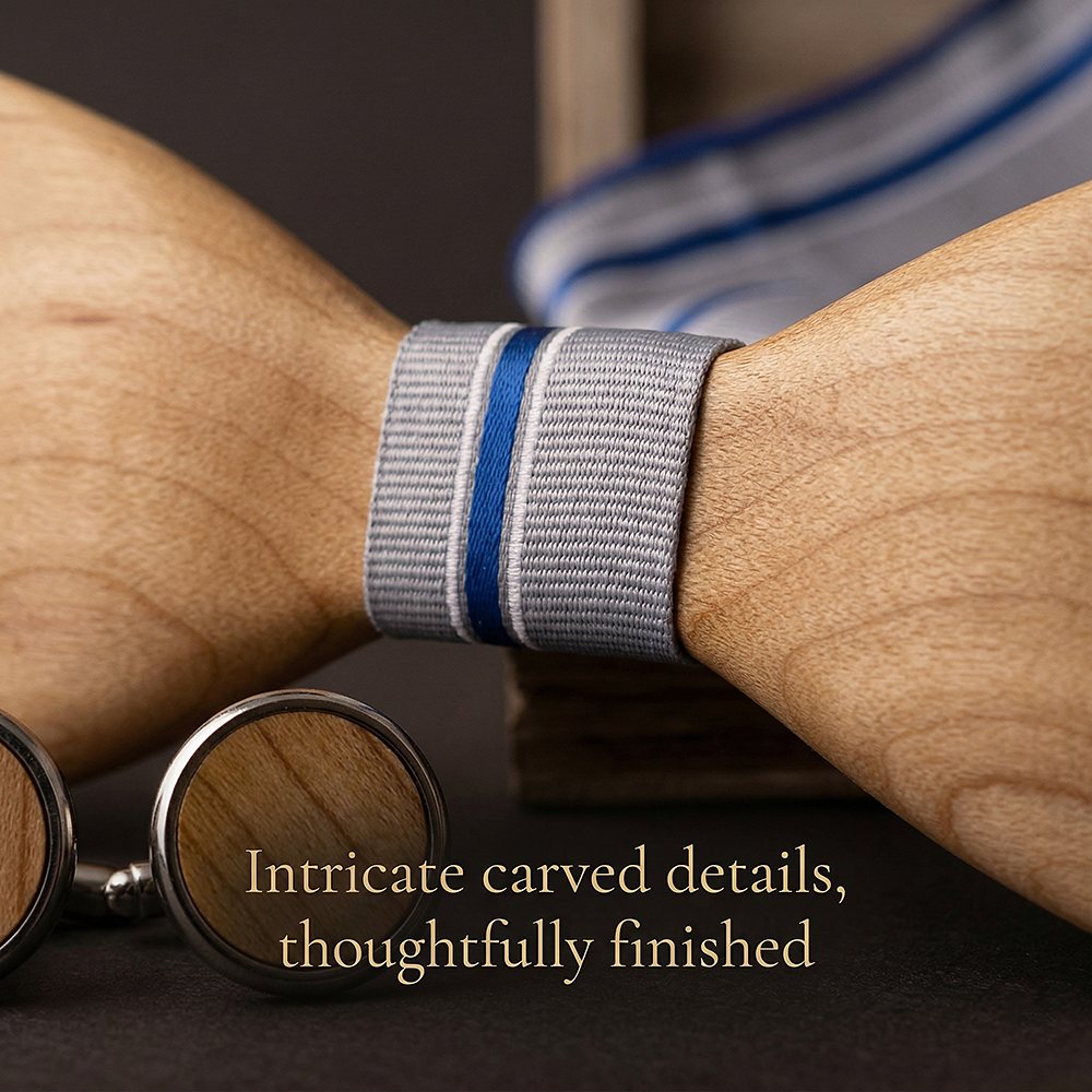 T244 T244  Solid Grain Bow Tie Set, Maple — view 3
