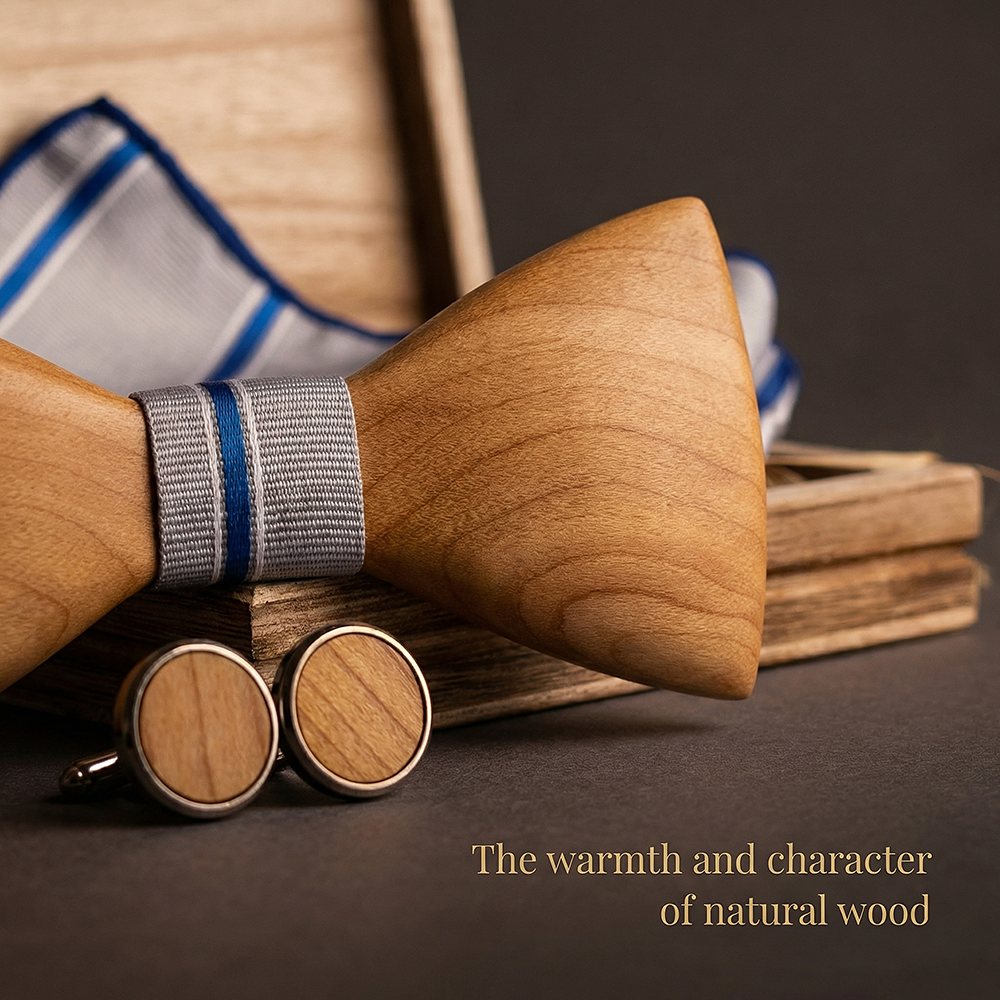 T244 T244  Solid Grain Bow Tie Set, Maple — view 5