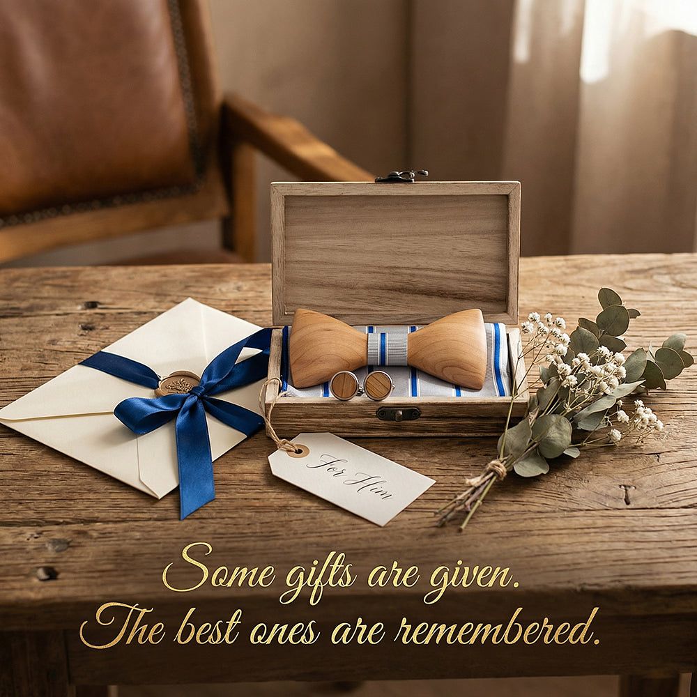 T244 T244  Solid Grain Bow Tie Set, Maple — view 7
