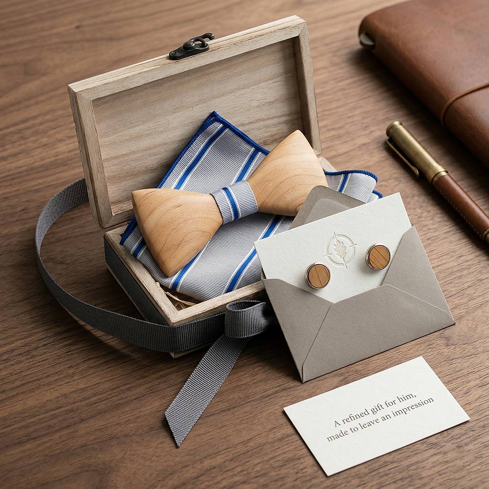 T244 T244  Solid Grain Bow Tie Set, Maple — view 10