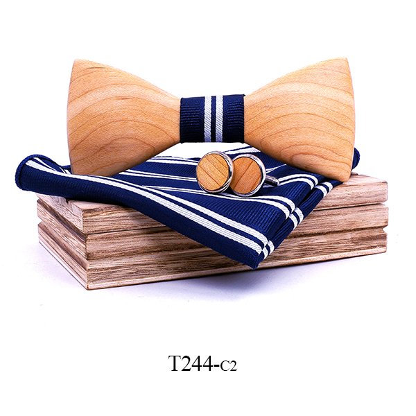 T244 T244  Solid Grain Bow Tie Set, Maple — colour C2