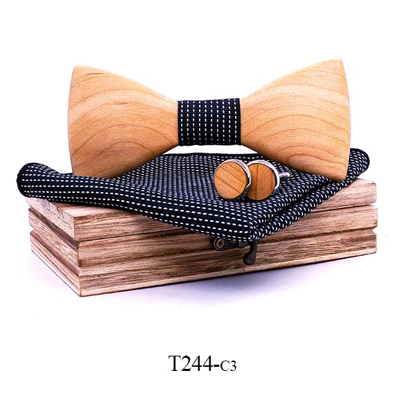 T244 T244  Solid Grain Bow Tie Set, Maple — colour C3