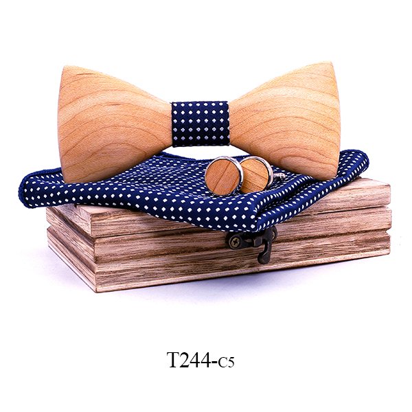 T244 T244  Solid Grain Bow Tie Set, Maple — colour C5