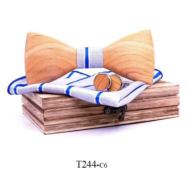 T244 T244  Solid Grain Bow Tie Set, Maple — colour C6