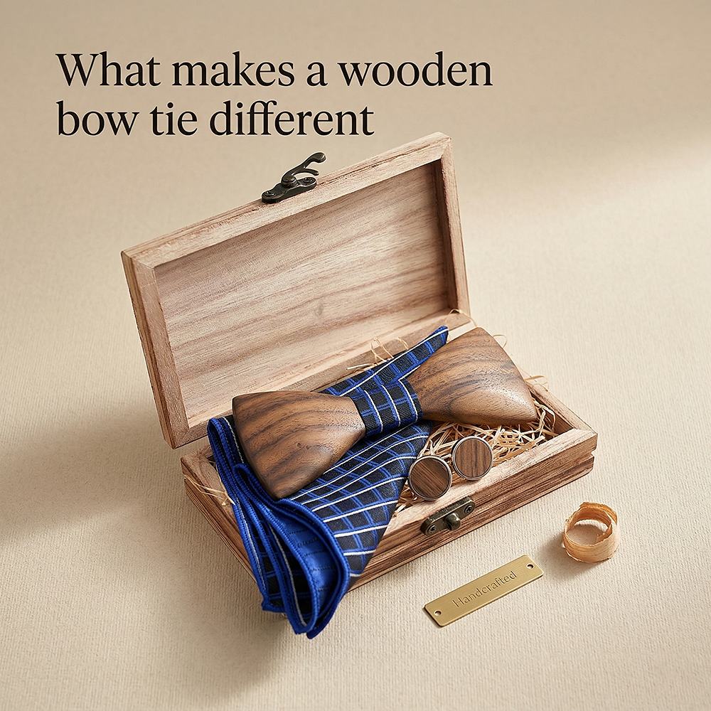T245 T245  Sculpted Solid Bow Tie Set, Walnut — view 8