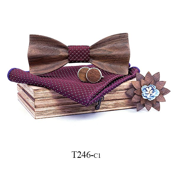 T246 T246  Floral Cutout Bow Tie Set, Maple — colour C1