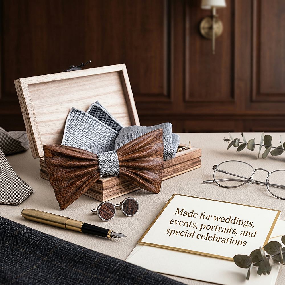 T247 T247  Grain Bow Tie Set, Zebrawood — view 4