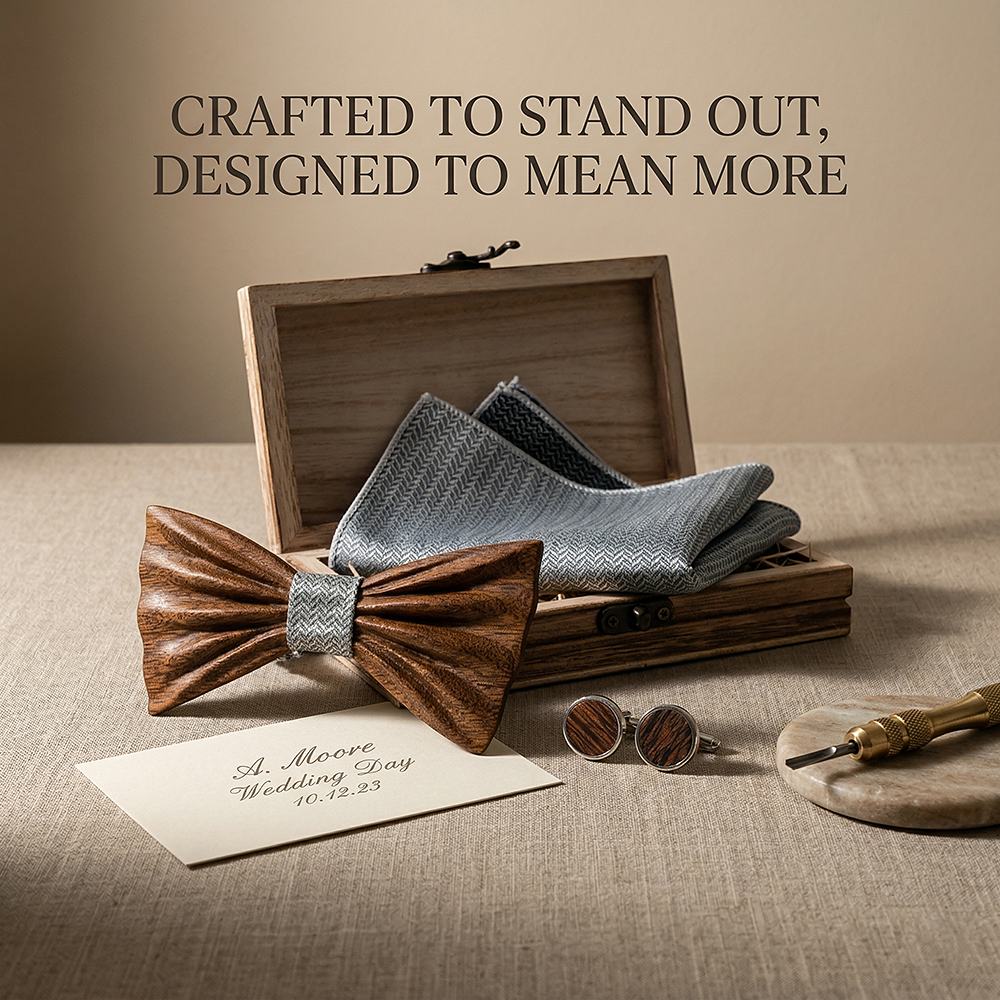 T247 T247  Grain Bow Tie Set, Zebrawood — view 8