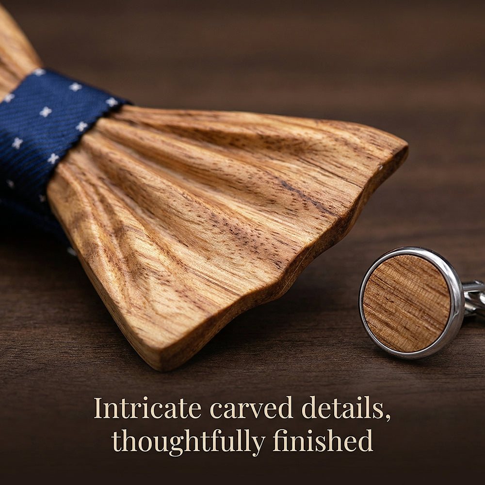 T248 T248  Grain Bow Tie Set, Zebrawood — view 3