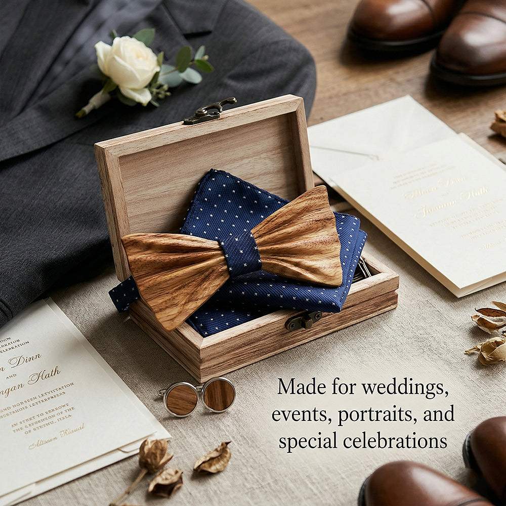 T248 T248  Grain Bow Tie Set, Zebrawood — view 4