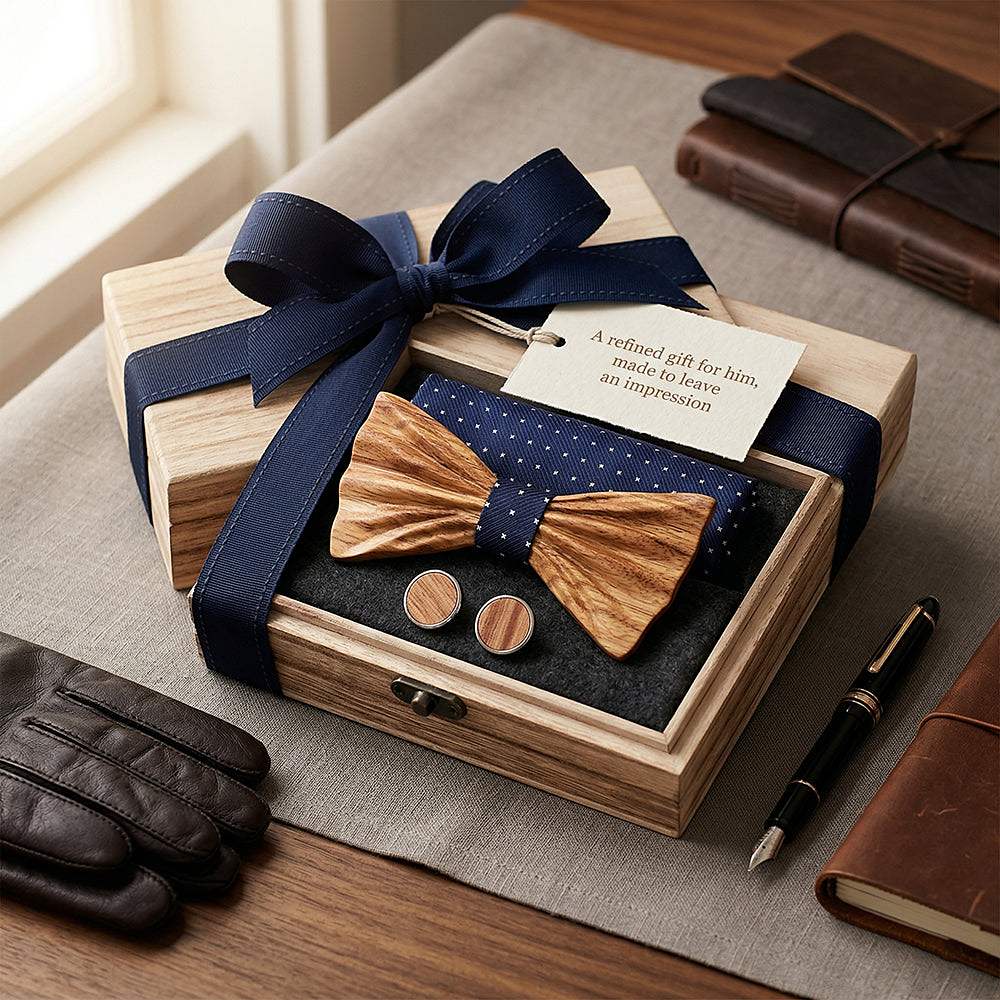 T248 T248  Grain Bow Tie Set, Zebrawood — view 9