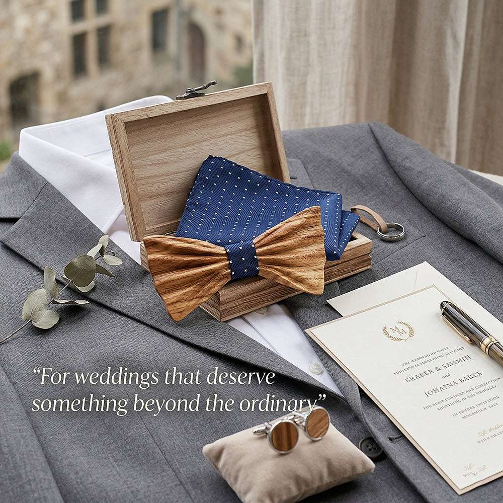 T248 T248  Grain Bow Tie Set, Zebrawood — view 10