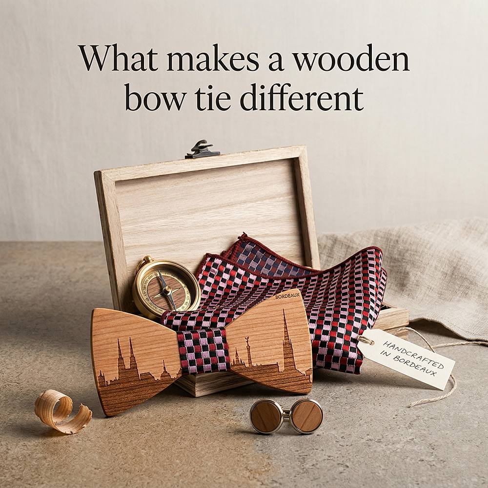 T251 T251  City Skyline Engraving Bow Tie Set, Walnut — view 8