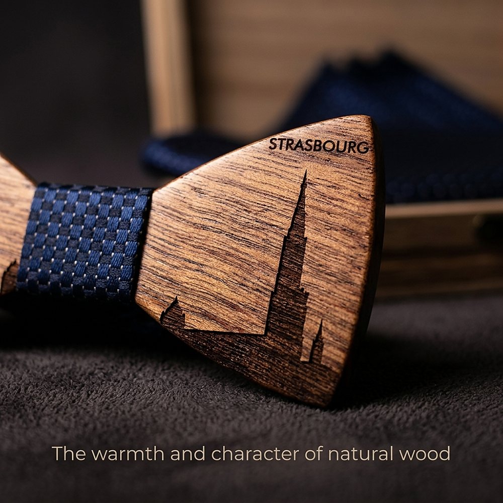 T253 T253  Custom City Silhouette Bow Tie Set, Walnut — view 5