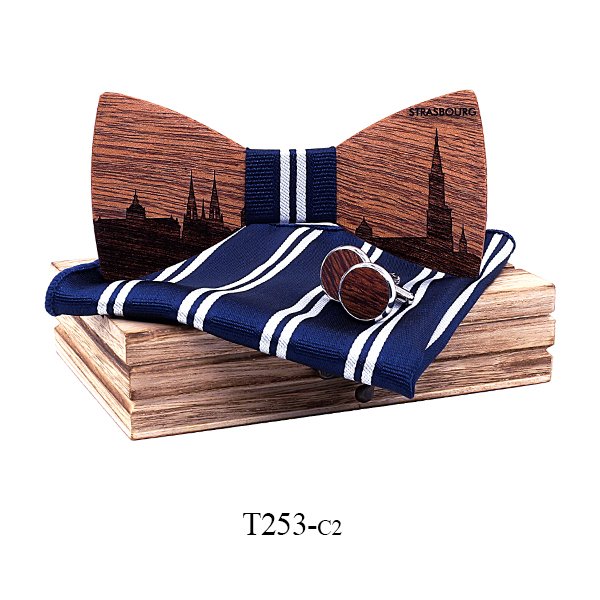 T253 T253  Custom City Silhouette Bow Tie Set, Walnut — colour C2