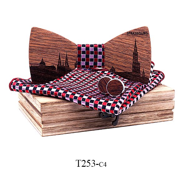 T253 T253  Custom City Silhouette Bow Tie Set, Walnut — colour C4