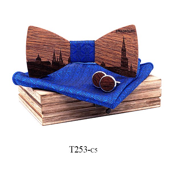 T253 T253  Custom City Silhouette Bow Tie Set, Walnut — colour C5