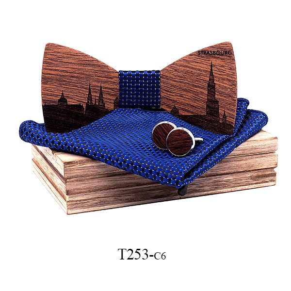 T253 T253  Custom City Silhouette Bow Tie Set, Walnut — colour C6