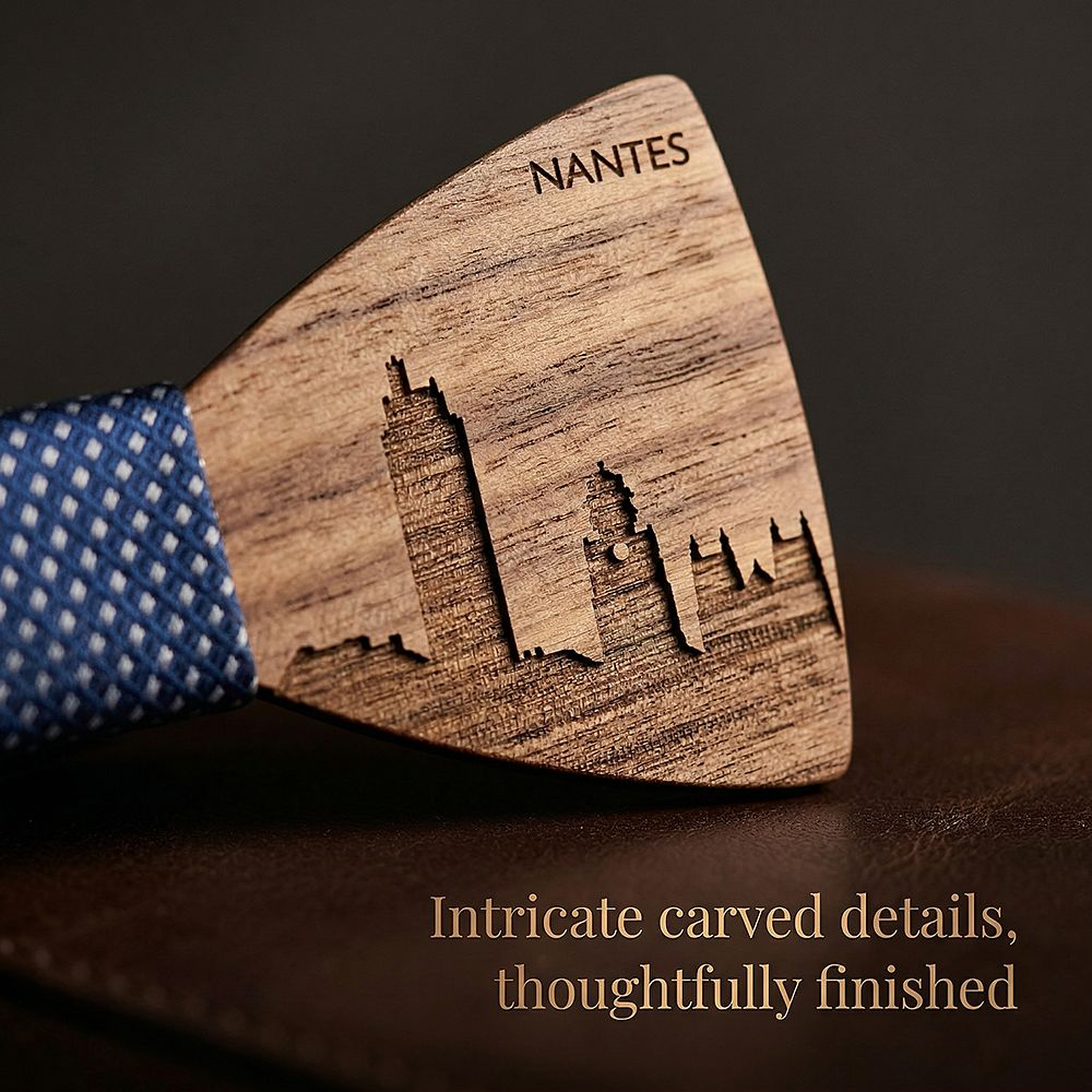 T254 T254  City Skyline Engraving Bow Tie Set, Walnut — view 3
