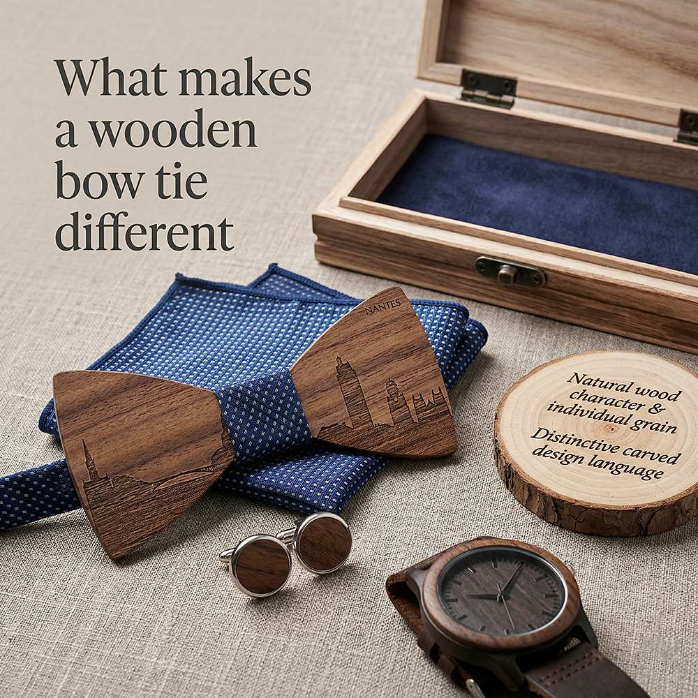 T254 T254  City Skyline Engraving Bow Tie Set, Walnut — view 9