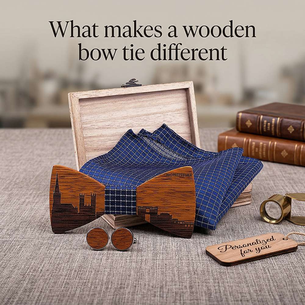 T257 T257  City Skyline Engraving Bow Tie Set, Zebrawood — view 8