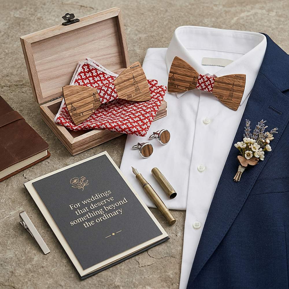 T258 T258  Grain Bow Tie Set, Zebrawood — view 2
