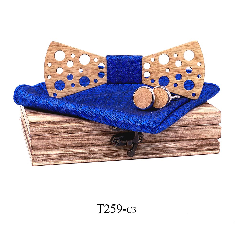 T259 T259  Sculpted Solid Bow Tie Set, Walnut — colour C3
