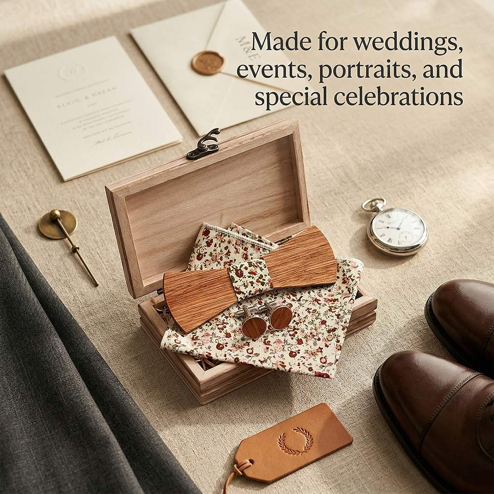 T260 T260  Grain Bow Tie Set, Zebrawood — view 4
