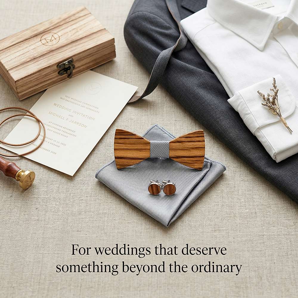 T261 T261  Grain Bow Tie Set, Zebrawood — view 2