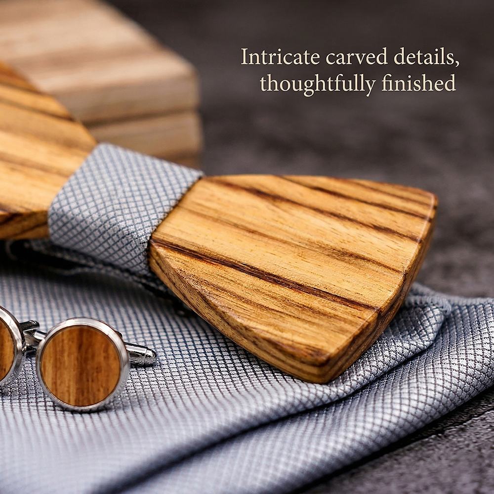 T261 T261  Grain Bow Tie Set, Zebrawood — view 3