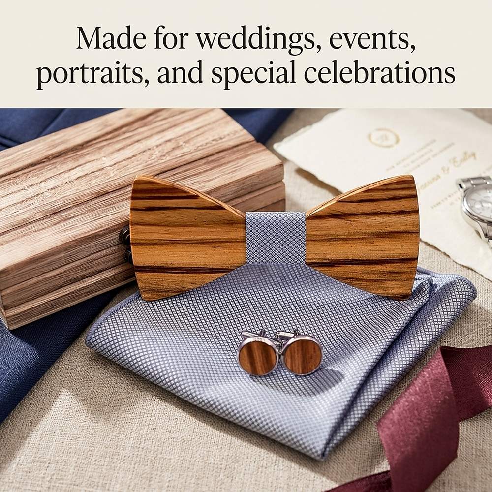 T261 T261  Grain Bow Tie Set, Zebrawood — view 4