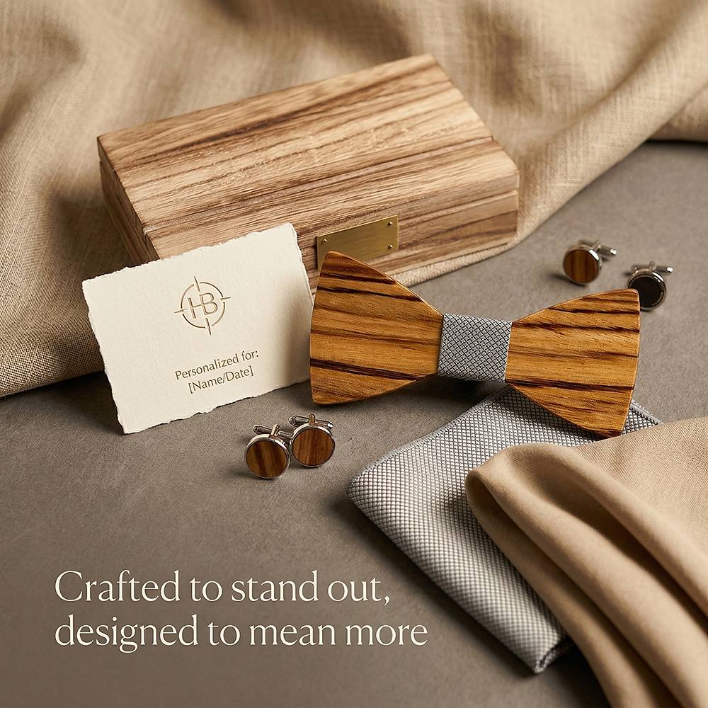 T261 T261  Grain Bow Tie Set, Zebrawood — view 7