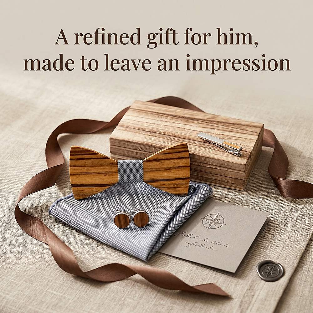 T261 T261  Grain Bow Tie Set, Zebrawood — view 9