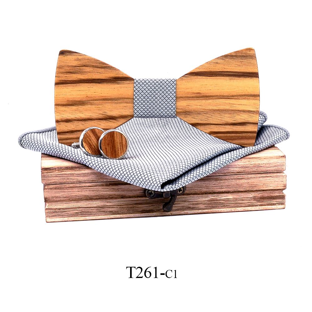 T261 T261  Grain Bow Tie Set, Zebrawood — colour C1