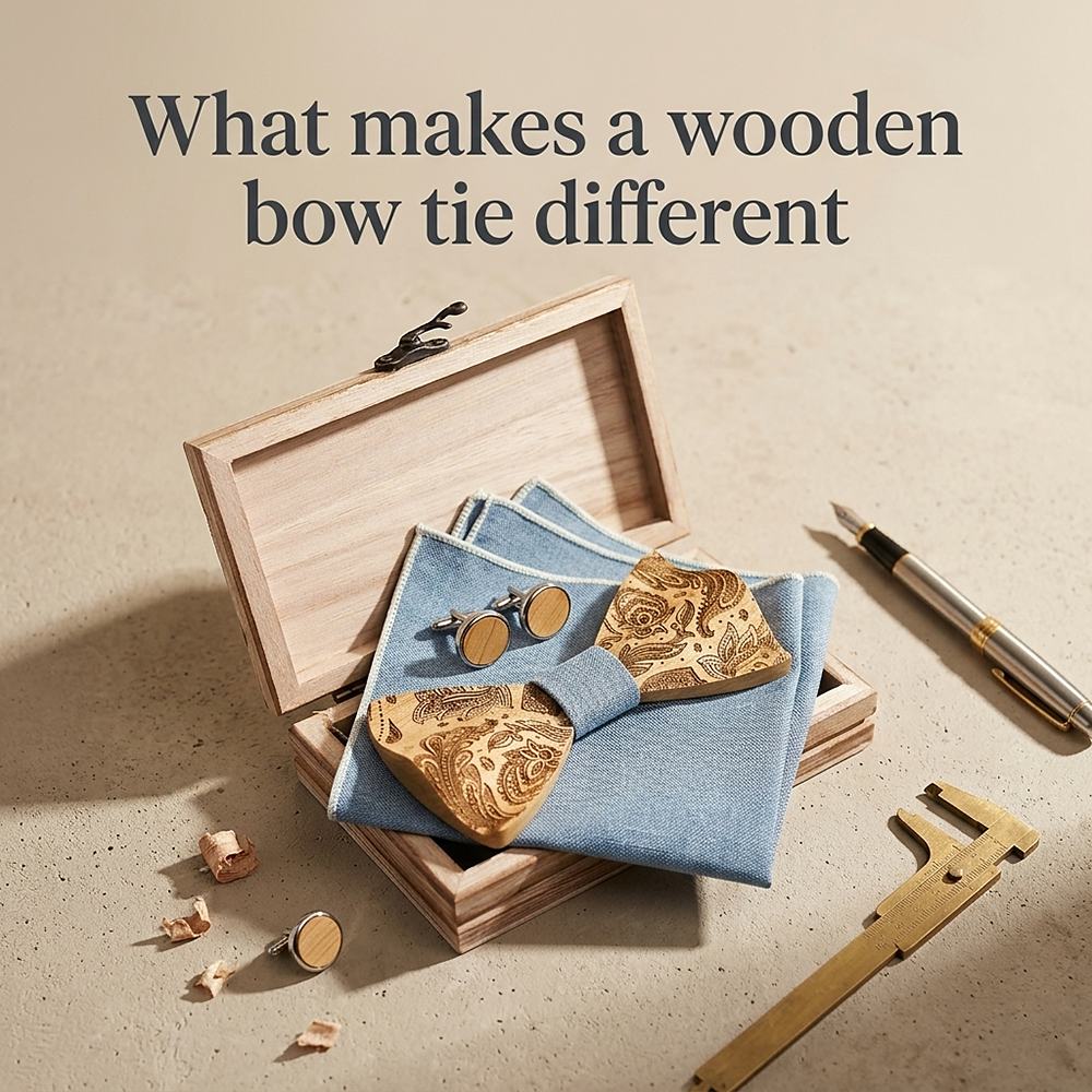 T262 T262  Paisley Engraving Bow Tie Set, Walnut — view 7