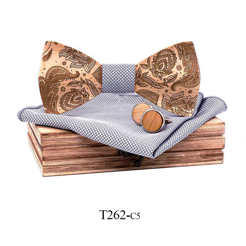 T262 T262  Paisley Engraving Bow Tie Set, Walnut — colour C5
