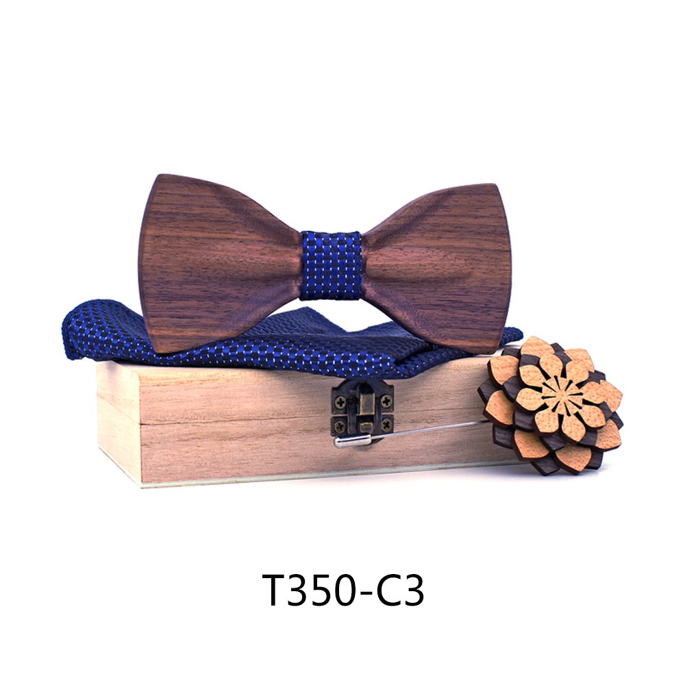T350 T350  Solid Grain Bow Tie Set, Walnut — colour C3