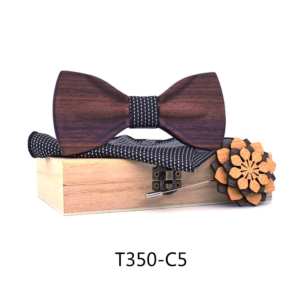 T350 T350  Solid Grain Bow Tie Set, Walnut — colour C5