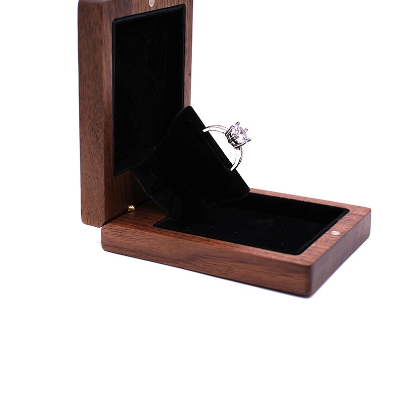 Flip-Top Ring Box, Black Velvet