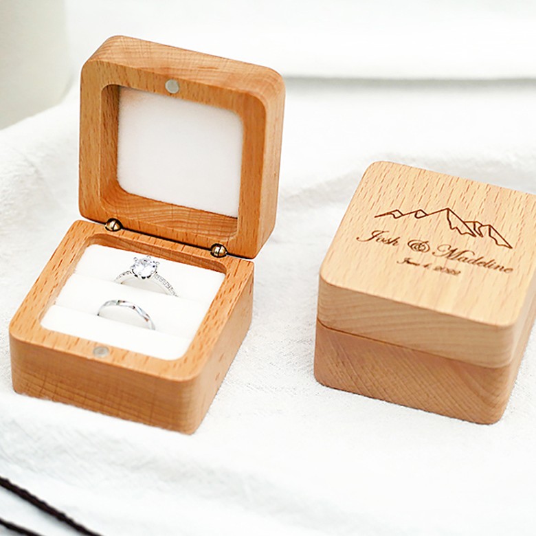 Square Double-Slot Ring Box