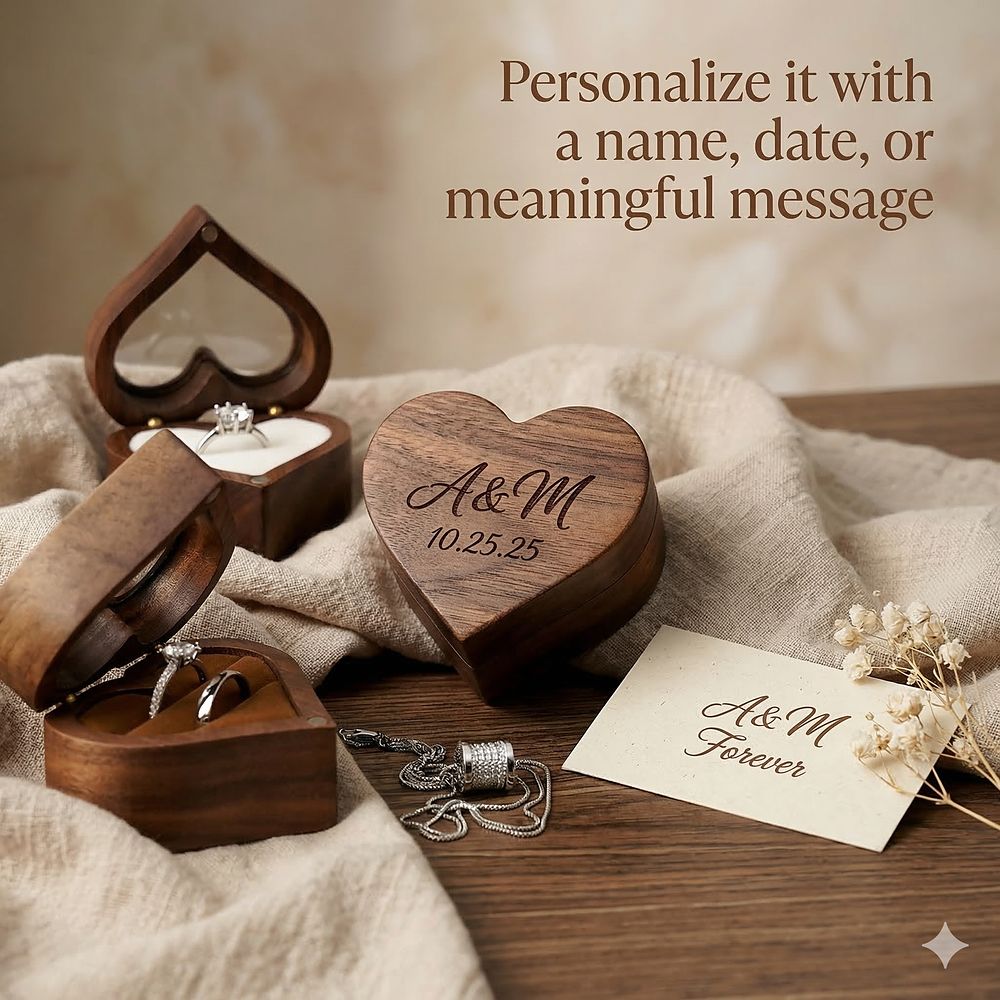WGB-110 WGB-110  Heart-Window Ring Box, Walnut — view 6