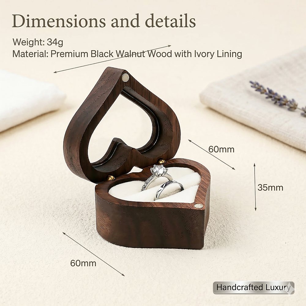 WGB-110 WGB-110  Heart-Window Ring Box, Walnut — view 7