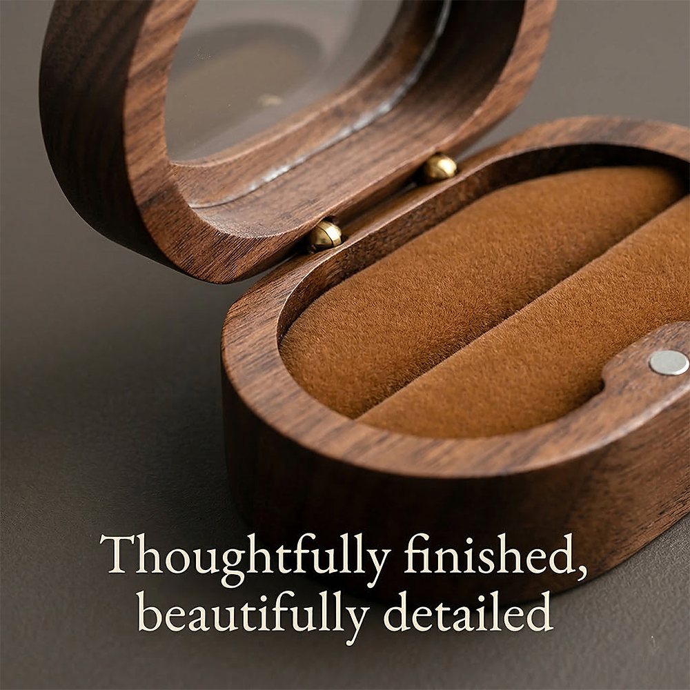 WGB-111 WGB-111  Oval Window Ring Box, Walnut — view 12