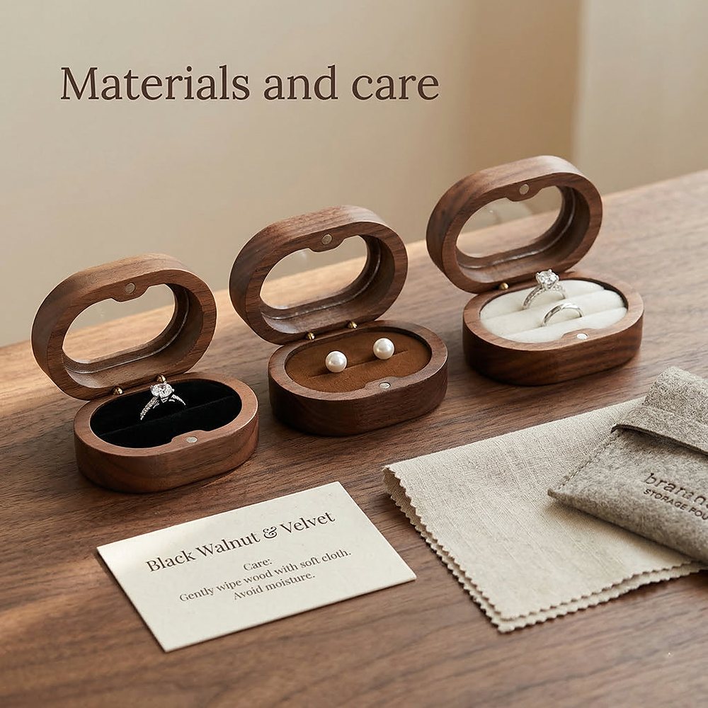 WGB-111 WGB-111  Oval Window Ring Box, Walnut — view 7