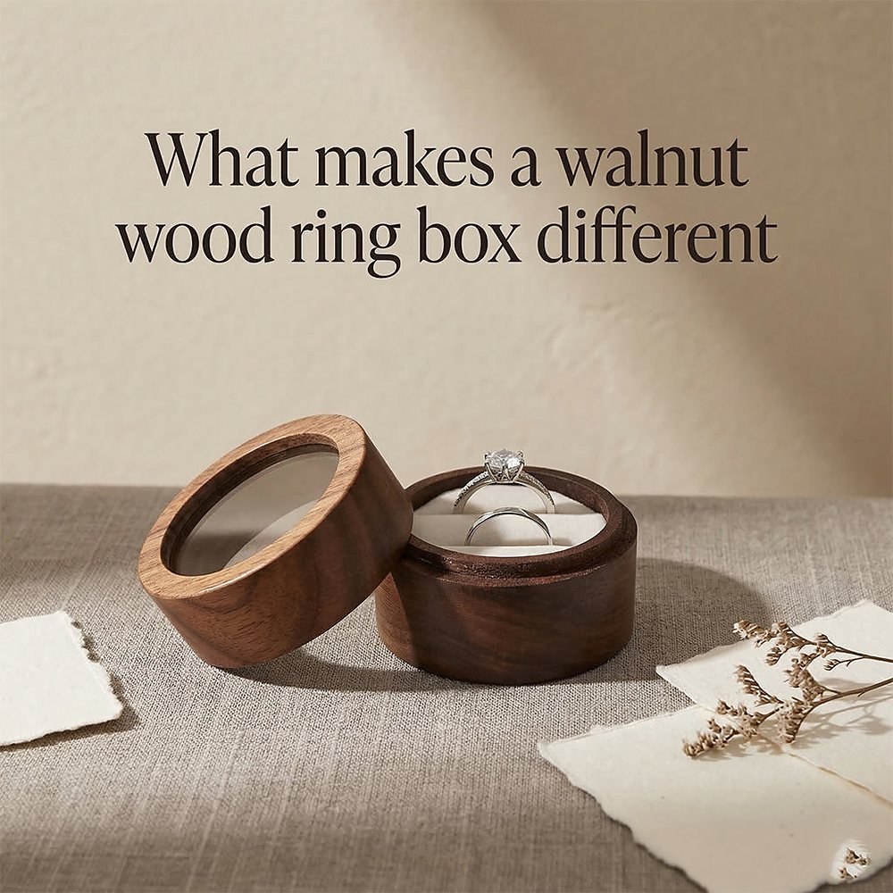 WGB-113 WGB-113  Round Window Ring Box, Walnut — view 3