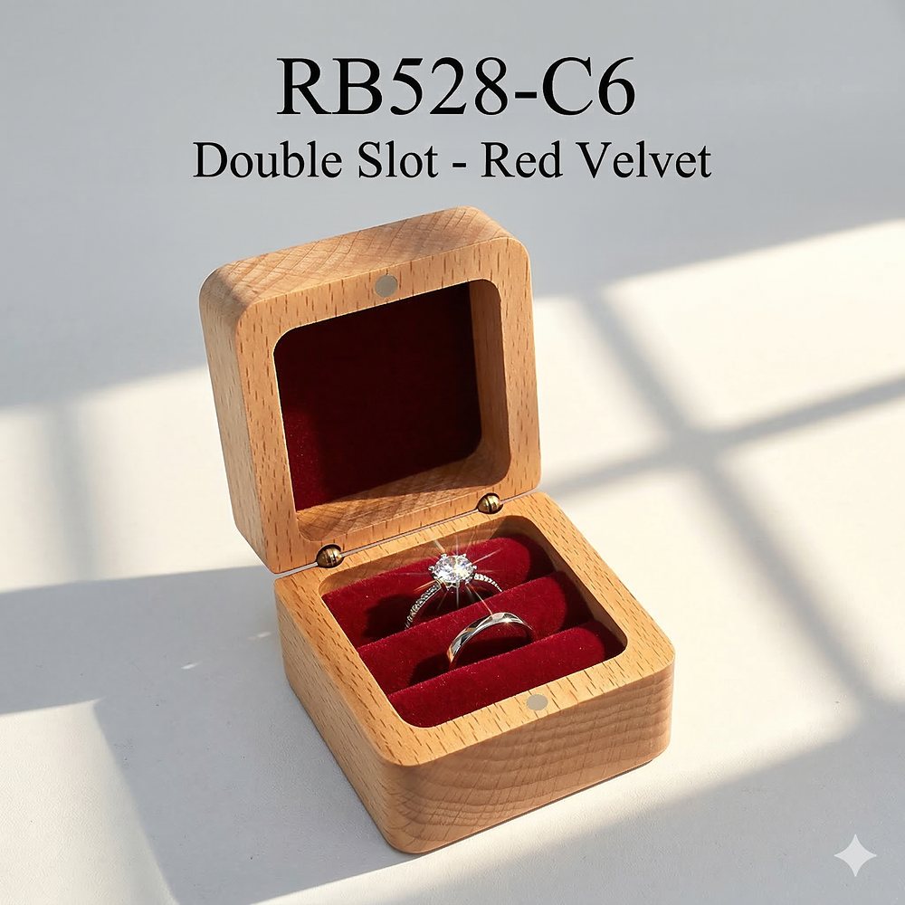 WGB-114 WGB-114  Square Ring Box, Engraved Mountain, Beech — view 9
