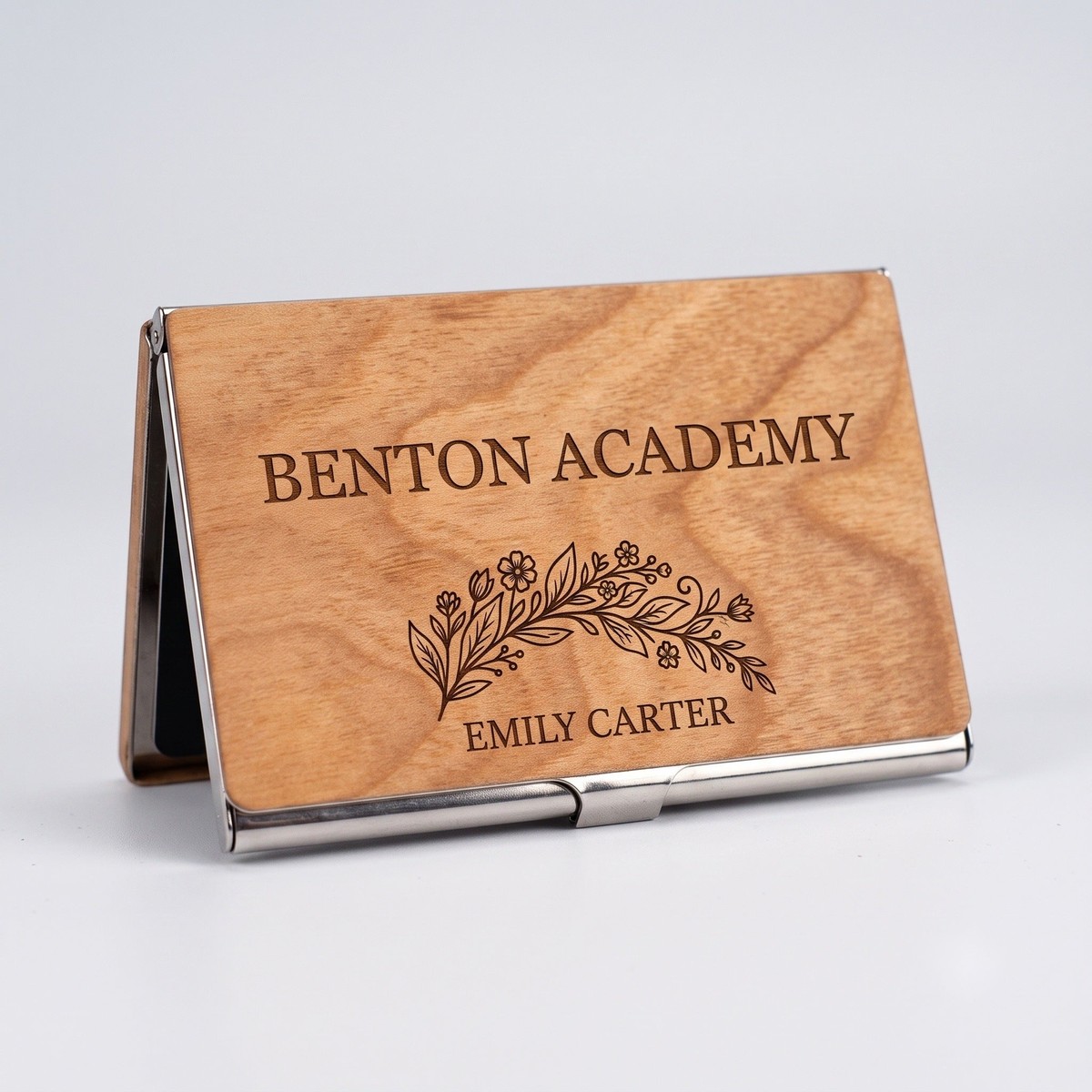 Business Card Case, Light Wood Face